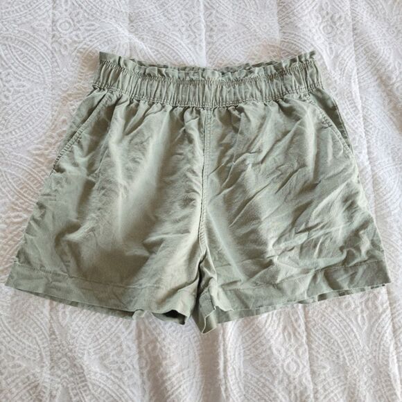 H&M Linen Blend Sage Green High Waist Shorts Pull On S - Picture 1 of 5